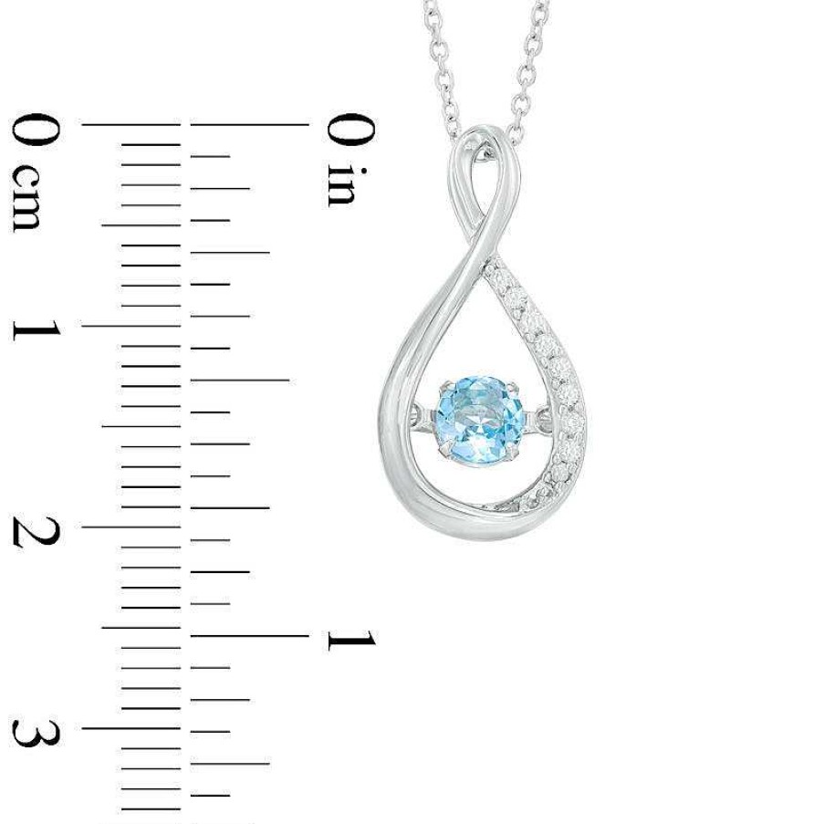 Zales 4.5Mm Swiss Blue Topaz And Lab-Created White Sapphire Infinity Pendant In Sterling Silver Necklaces