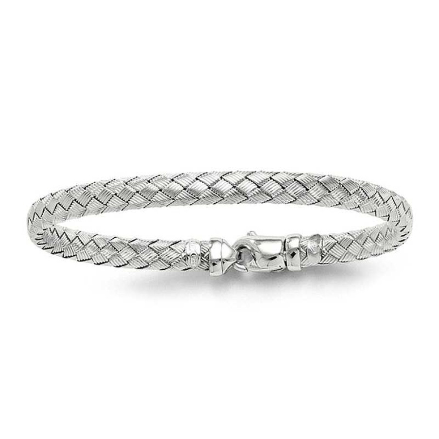 Zales 6.0Mm Woven Textured Bangle In Sterling Silver - 7.5" Bracelets