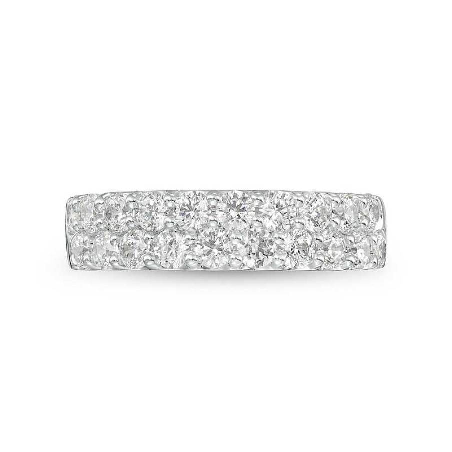 Zales 1-1/2 Ct. T.W. Certified Lab-Created Diamond Double Row Anniversary Band In 14K White Gold (F/Vs2) Rings