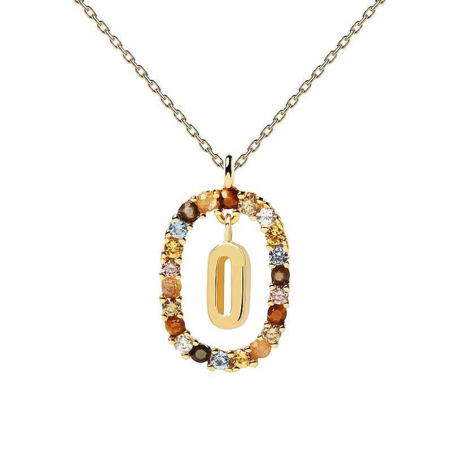 Zales Pdpaola At Zales Multi-Color "O" Pendant In Sterling Silver With 18K Gold Plate Necklaces