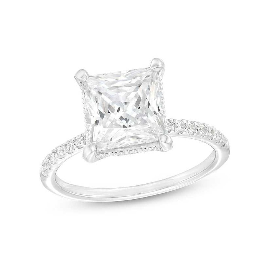 Zales 3-1/4 Ct. T.W. Certified Princess-Cut Lab-Created Diamond Engagement Ring In 14K White Gold (I/Si2) Rings