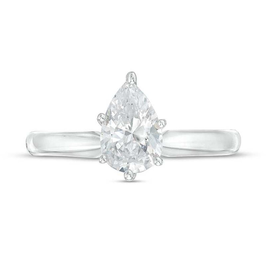 Zales 1 Ct. Certified Pear-Shaped Lab-Created Diamond Solitaire Engagement Ring In 14K White Gold (F/Vs2) Rings