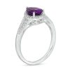 Zales Pear-Shaped Amethyst And White Lab-Created Sapphire Frame Split Shank Ring In Sterling Silver Rings