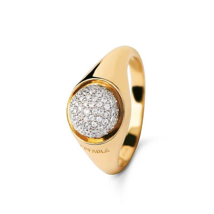 Zales Pdpaola At Zales Cubic Zirconia Round Moon-Top Ring In Sterling Silver With 18K Gold Plate Rings