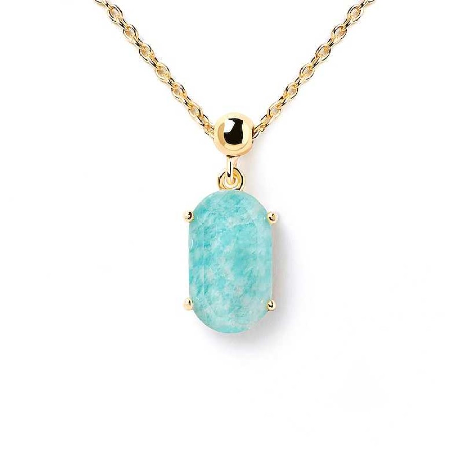 Zales Pdpaola At Zales Oval Amazonite Serenity Bead Charm In Sterling Silver With 18K Gold Plate Necklaces