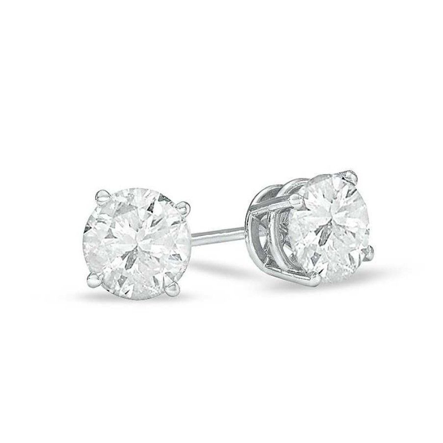 Zales 1-1/2 Ct. T.W. Diamond Solitaire Stud Earrings In 14K White Gold (J/I3) Earrings