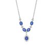 Zales Oval Blue Lab-Created Sapphire And 1/4 Ct. T.W. Diamond Five Stone "Y" Necklace In 10K White Gold - 17" Necklaces