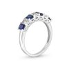 Zales Emerald-Cut Blue And White Lab-Created Sapphire Alternating Seven Stone Band In 10K White Gold Rings