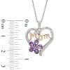 Zales Pear-Shaped Amethyst And Lab-Created White Sapphire "Mom" Heart Pendant In Sterling Silver And 14K Rose Gold Plate Necklaces