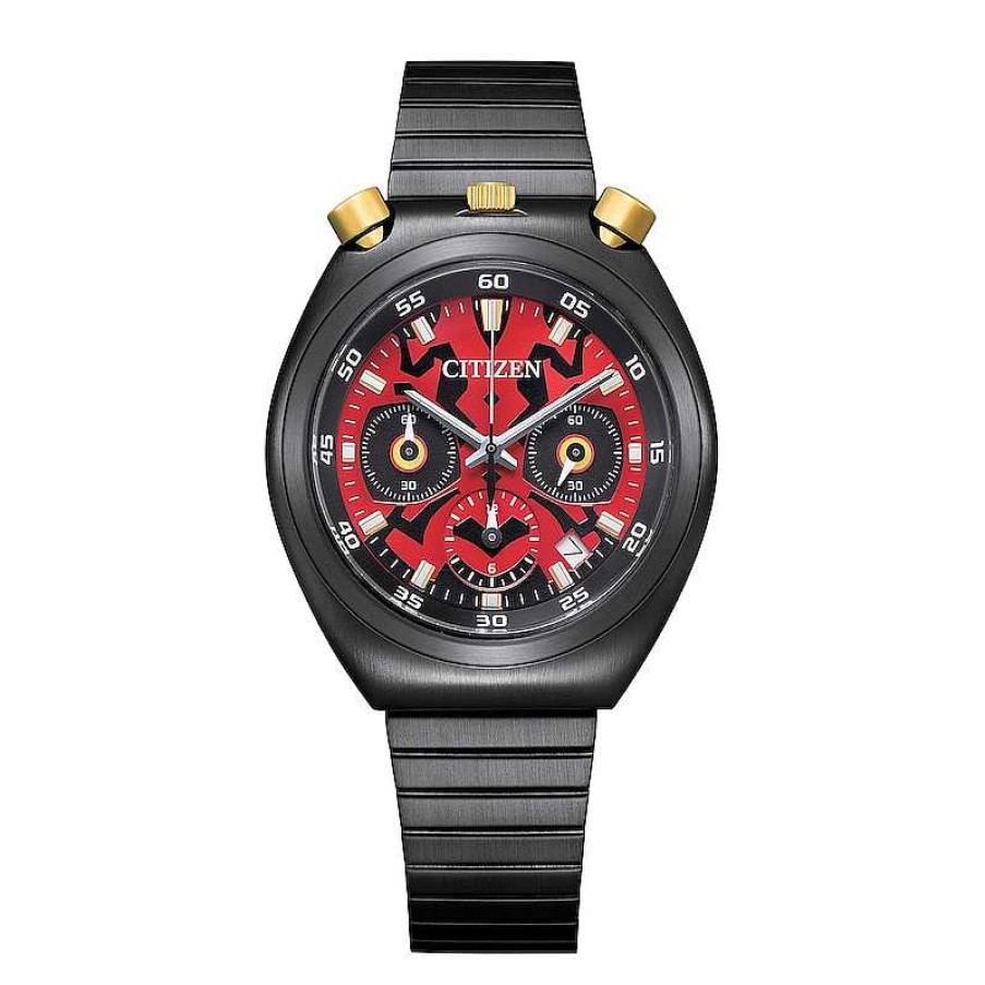 Citizen Men'S Citizen Eco-Drive® Star Wars Tsuno Darth Maul Black Ip Chronograph Watch With Red Dial (Model: An3668-55W) Watches