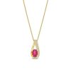 Zales Oval Lab-Created Ruby And 1/6 Ct. T.W. Diamond Teardrop Pendant In 10K Gold Necklaces