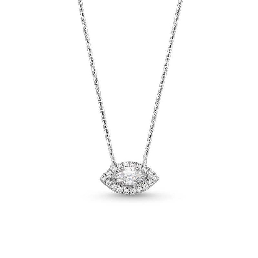 Zales Sideways 3/8 Ct. T.W. Marquise Diamond Frame Necklace In 14K White Gold Necklaces