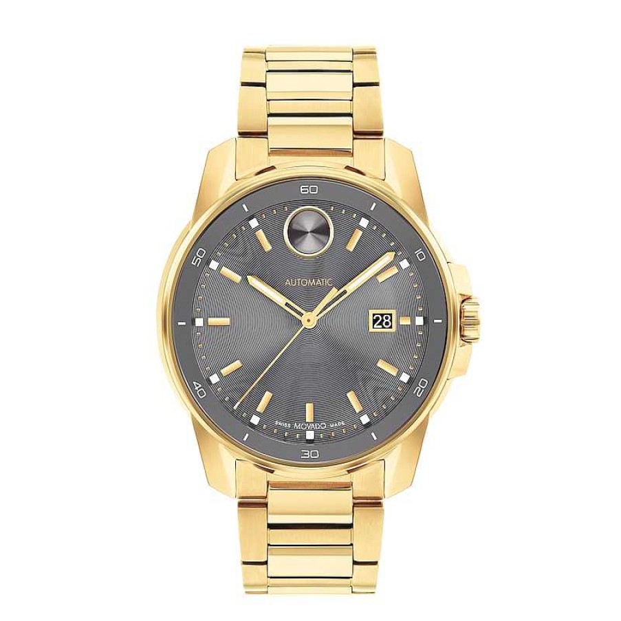 Movado Men'S Movado Bold Verso Gold-Tone Ip Automatic Watch With Grey Dial (Model: 3601053) Watches