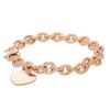 Zales 7.6Mm Chunky Link Chain Bracelet With Heart Charm In Sterling Silver With 14K Rose Gold Plate - 7.5" Bracelets