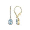 Zales Pear-Shaped Lab-Created Blue Spinel And White Sapphire Frame Drop Earrings In Sterling Silver With 18K Gold Plate Earrings