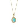 Zales Oval Opal And 1/5 Ct. T.W. Diamond Loop Frame Pendant In 10K Gold Necklaces