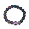 Zales Checkerboard Amethyst And Multi-Color Drusy Agate Bead Stretch Bracelet Bracelets