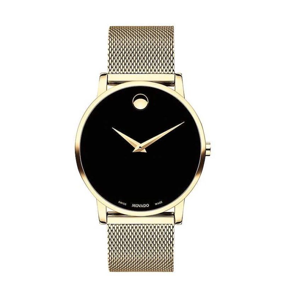 Movado Men'S Movado Museum® Gold-Tone Watch With Black Dial (Model: 0607396) Watches