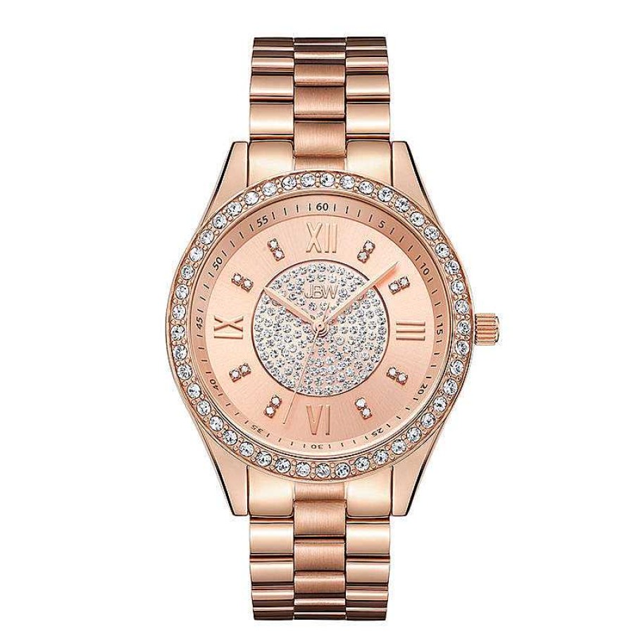 JBW Ladies' Jbw Mondrian 1/6 Ct. T.W. Diamond And Crystal Accent 18K Rose Gold Plate Watch (Model: J6303C) Watches