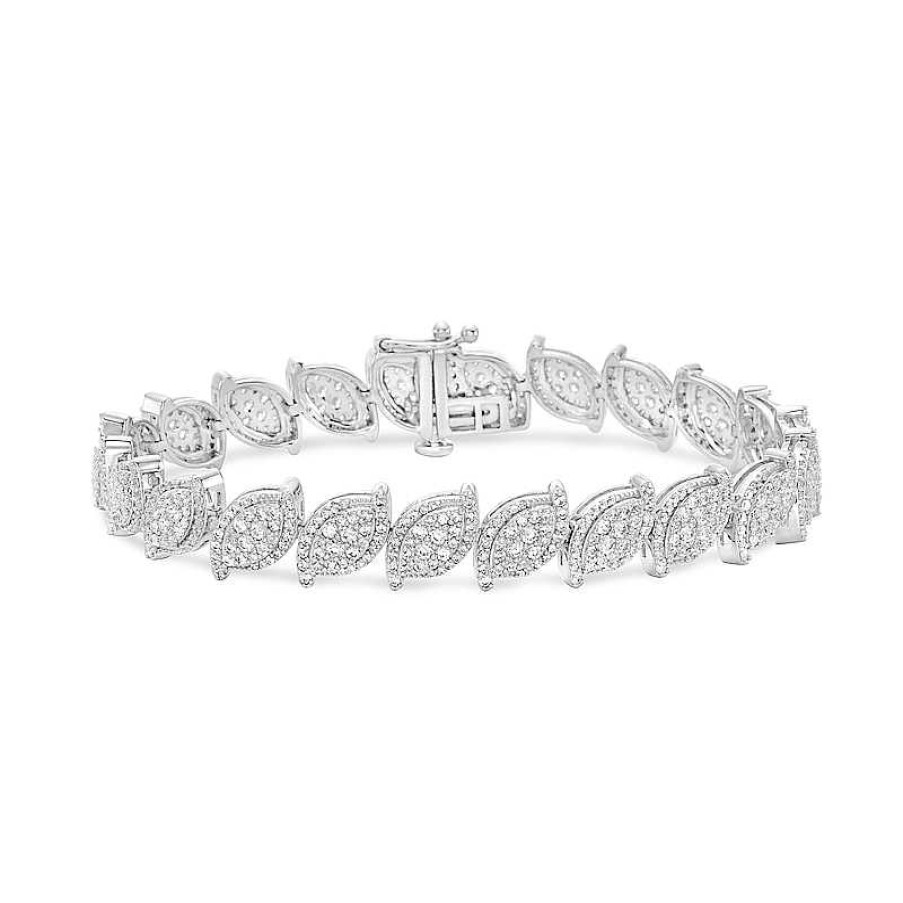 Zales 3 Ct. T.W. Marquise Multi-Diamond Vintage-Style Line Bracelet In 10K White Gold Bracelets