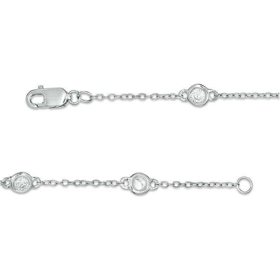 Zales 1/2 Ct. T.W. Diamond Bezel-Set Station Bracelet In 10K White Gold Bracelets