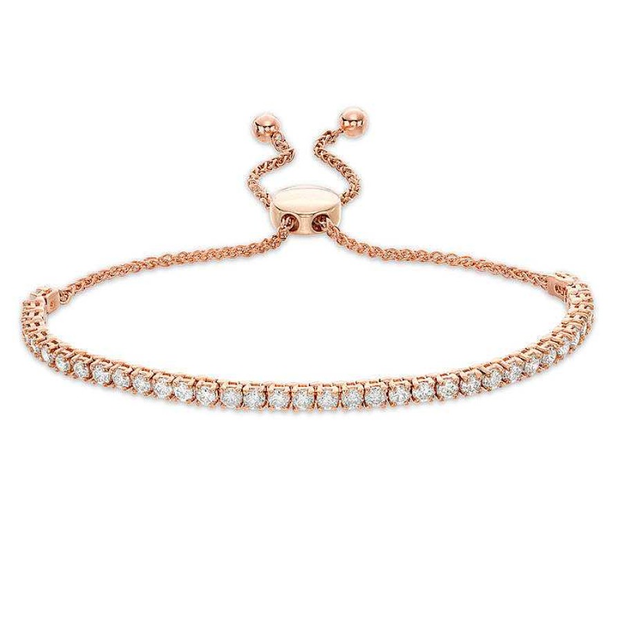 Zales 2 Ct. T.W. Diamond Bar Bolo Bracelet In 10K Rose Gold - 9.5" Bracelets