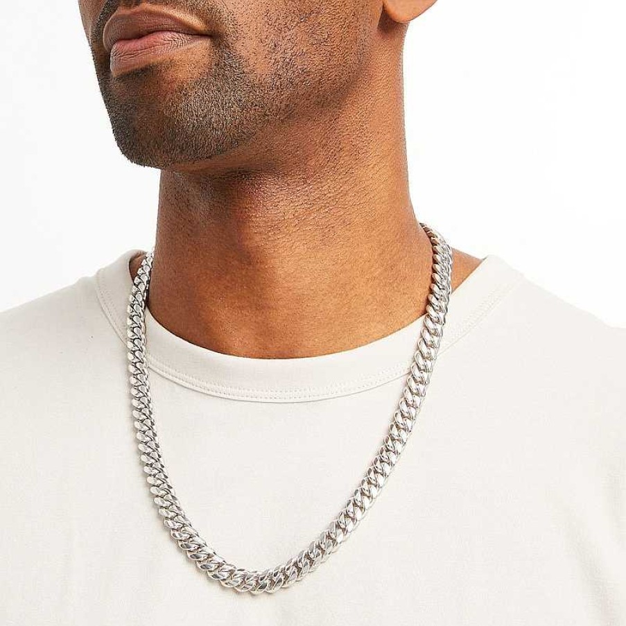 Zales 11.0Mm Diamond-Cut Cuban Curb Chain Necklace In Solid Sterling Silver - 24" Necklaces