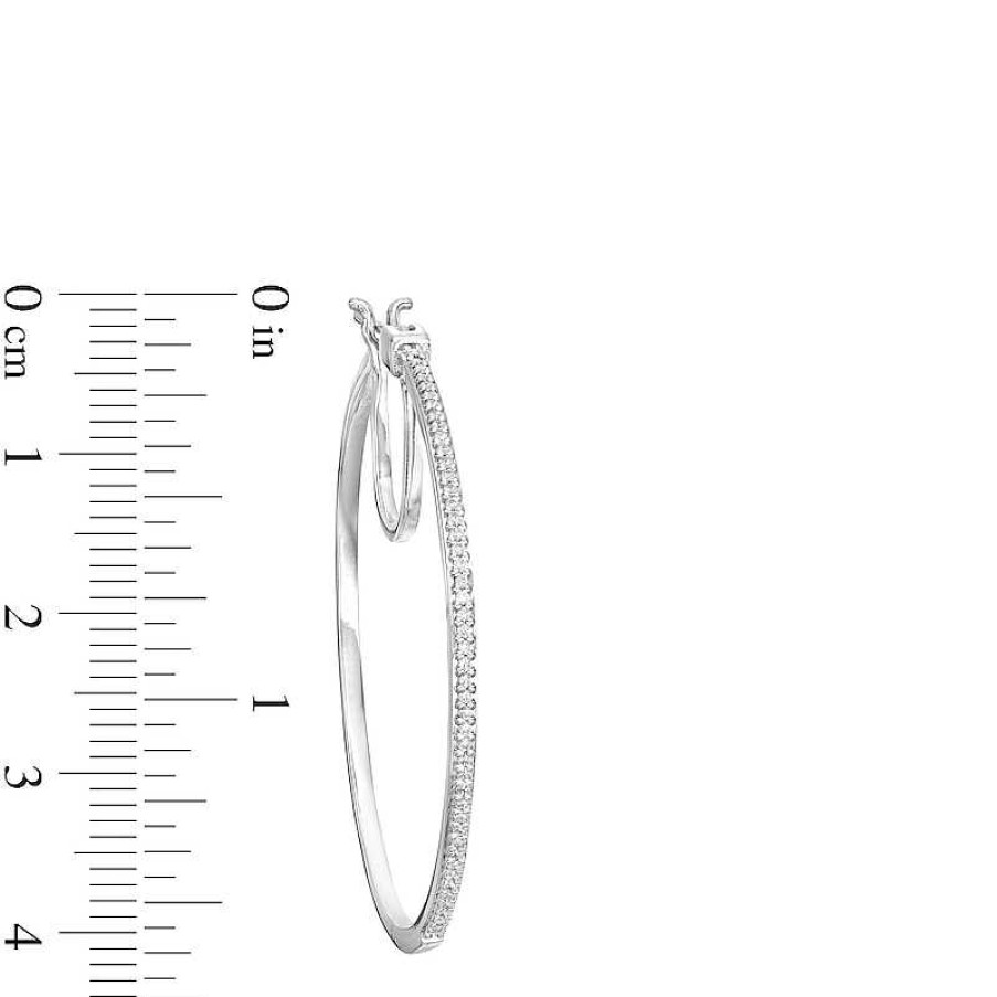 Zales 1/4 Ct. T.W. Diamond Hoop Earrings In 10K White Gold Earrings