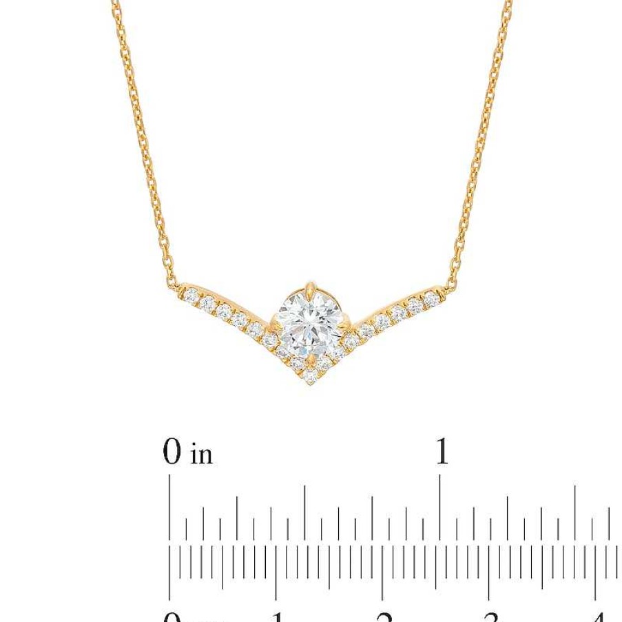 Zales You'Re The One 1-1/5 Ct. T.W. Certified Lab-Created Diamond Chevron Necklace In 14K Gold (F/Si2) 18.5" Necklaces