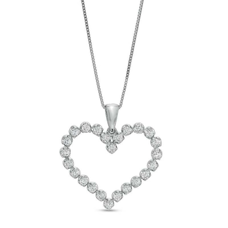 Zales 1/2 Ct. T.W. Certified Lab-Created Diamond Heart Pendant In 14K White Gold (F/Si2) Necklaces