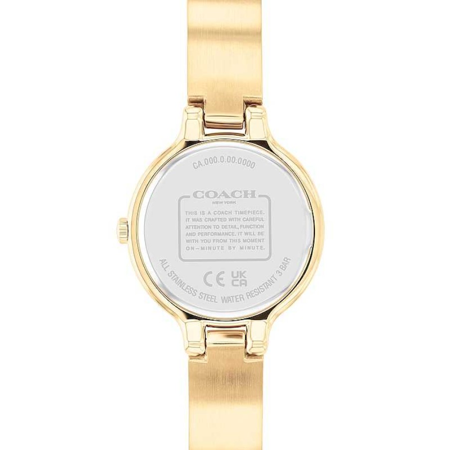 Coach Ladies' Coach Chelsea Crystal Accent Gold-Tone Ip Black Bangle Watch With White Dial (Model: 14504330) Watches