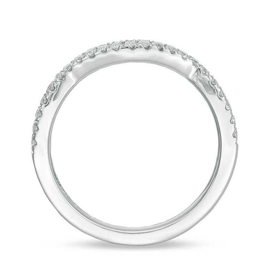 Zales Vera Wang Love Collection 1/5 Ct. T.W. Diamond Contour Wedding Band In 14K White Gold Rings