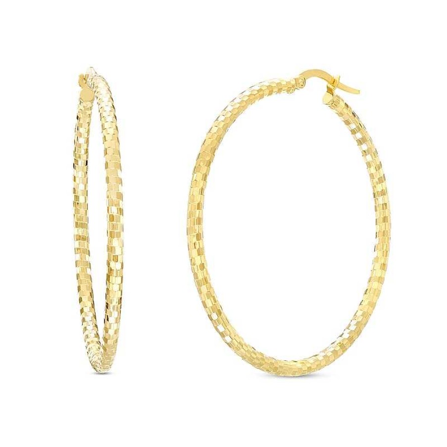 Zales 45.0Mm Diamond-Cut Tube Hoop Earrings In 10K Gold Earrings