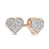 Zales 1/20 Ct. T.W. Diamond Pav Heart Stud Earrings In 10K Gold Earrings