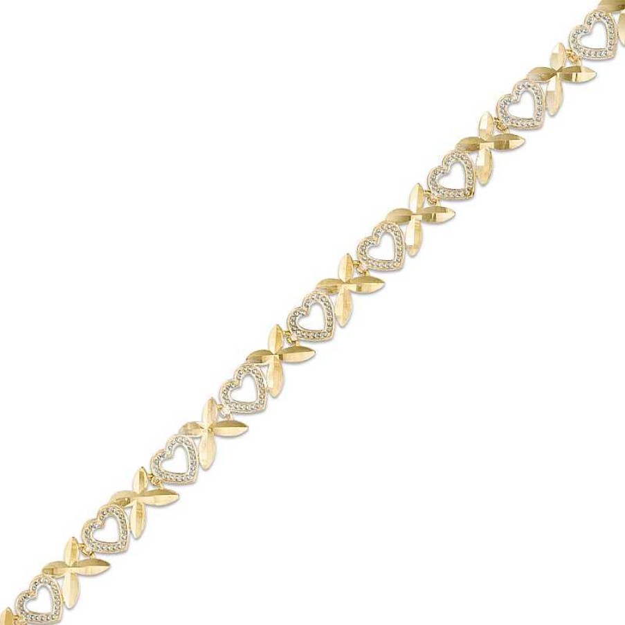 Zales Alternating "X" And Heart Bracelet In 10K Two-Tone Gold - 7.25" Bracelets