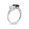 Zales Cushion-Cut Black Onyx And Pear-Shaped White Lab-Created Sapphire Toi Et Moi Ring In Sterling Silver Rings