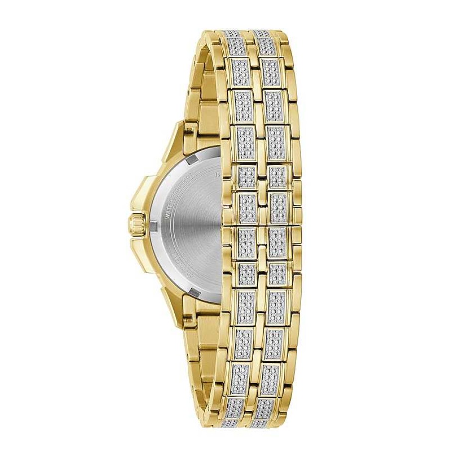 Bulova Ladies' Bulova Octava Crystal Gold-Tone Watch With Silver-Tone Dial (Model: 98L302) Watches