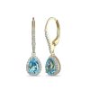 Zales Pear-Shaped Swiss Blue Topaz And White Lab-Created Sapphire Frame Drop Earrings In Sterling Silver With 18K Gold Plate Earrings