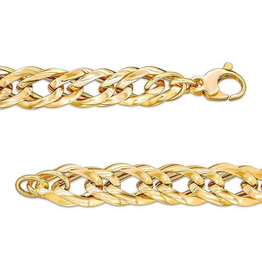 Zales Italian Gold 2.5Mm Double Flat Link Bracelet In Hollow 14K Gold - 7.5" Bracelets