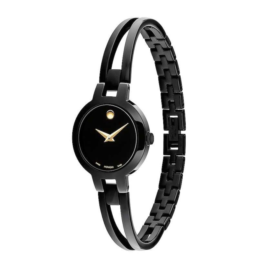 Movado Ladies' Movado Amorosa Black Pvd Bangle Watch With Black Dial (Model: 0607795) Watches