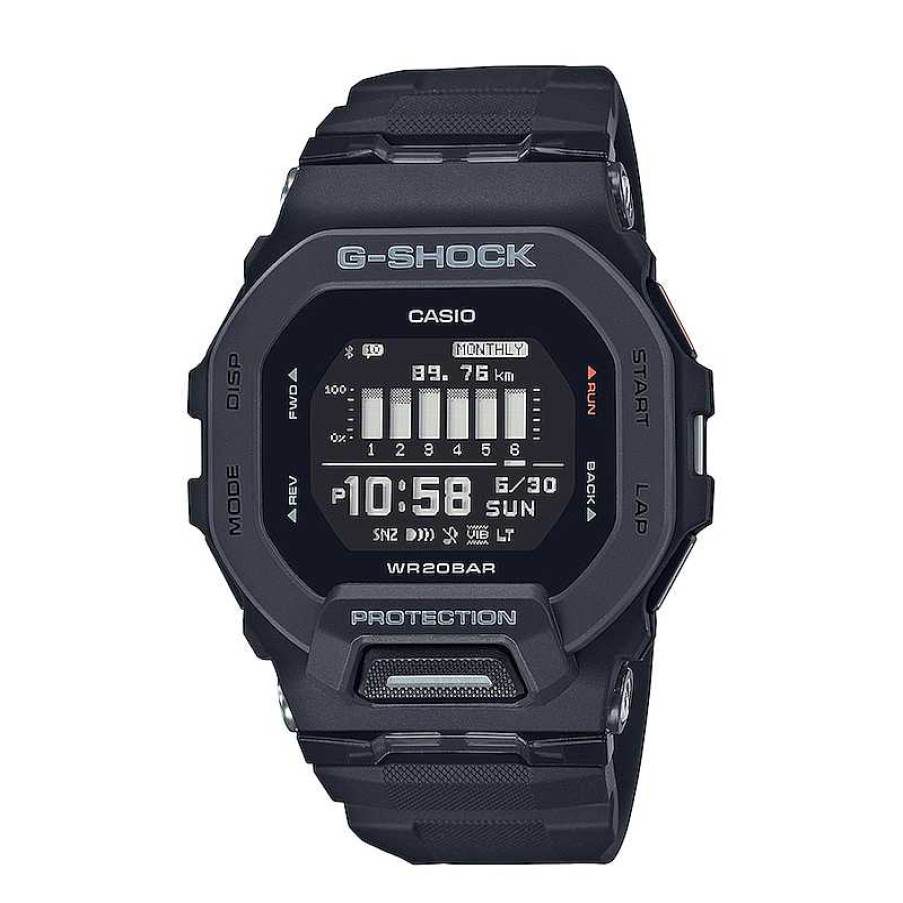 Casio G-Shock Men'S Casio G-Shock Move Black Resin Strap Watch With Octagonal Black Dial (Model: Gbd200-1) Watches