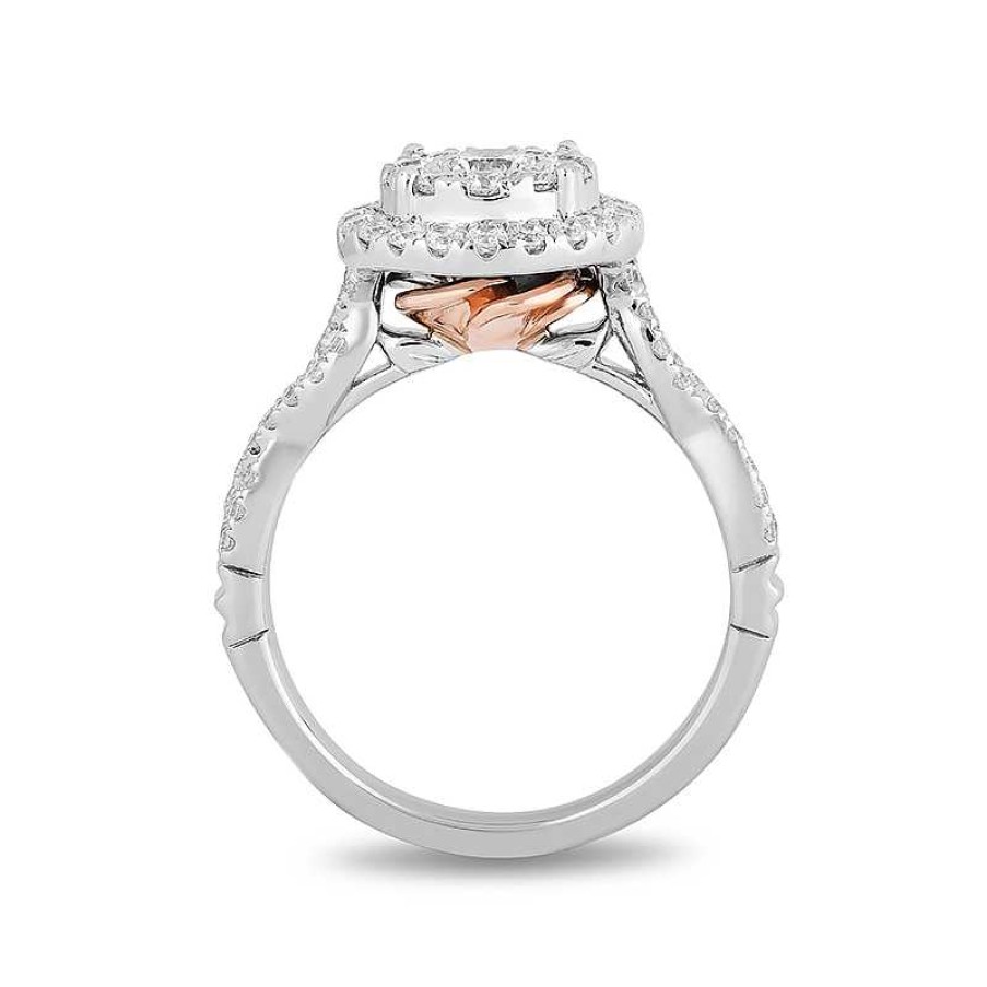 Zales Previously Owned - Enchanted Disney Belle 1 Ct. T.W. Diamond Double Frame Engagement Ring In 14K White Gold Rings