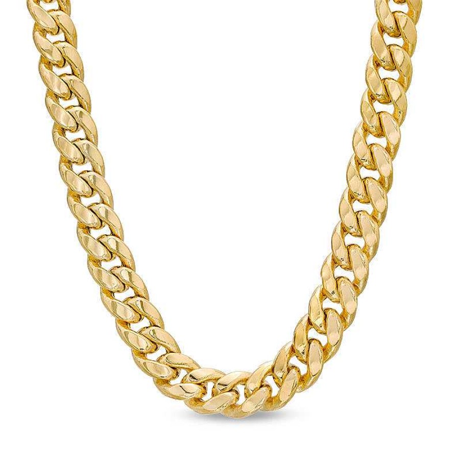 Zales Men'S 7.6Mm Cuban Curb Chain Necklace In Hollow 10K Gold - 22" Necklaces