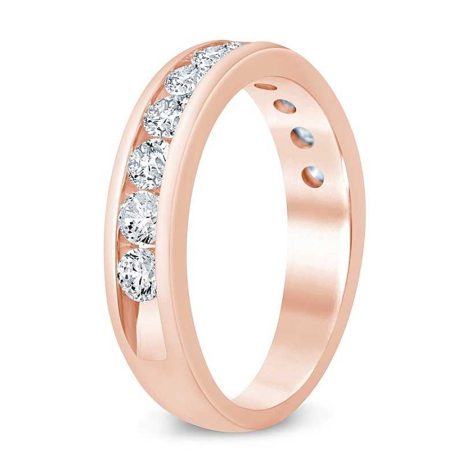 Zales 1 Ct. T.W. Diamond Comfort-Fit Eleven Stone Wedding Band In 14K Rose Gold (I/I2) Rings