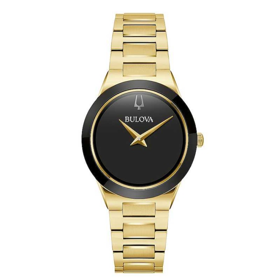 Bulova Ladies' Bulova Millennia Modern Black Dial Watch In Gold-Tone Stainless Steel (Model 97L175) Watches