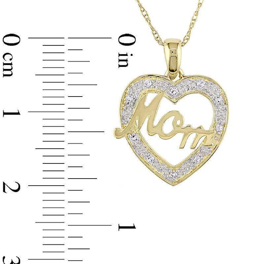 Zales Diamond Accent "Mom" Heart Pendant In 10K Gold - 17" Necklaces