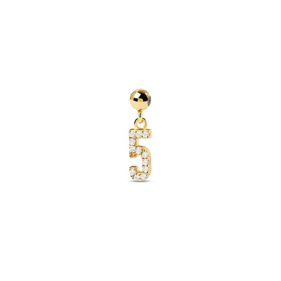 Zales Pdpaola At Zales Cubic Zirconia Number "5" Bead Charm In Sterling Silver With 18K Gold Plate Necklaces