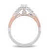 Zales Enchanted Disney Aurora 7/8 Ct. T.W. Oval Diamond Frame Engagement Ring In 14K Two-Tone Gold Rings