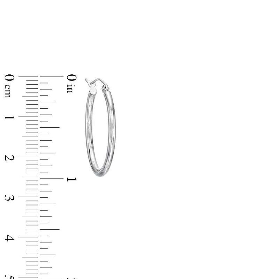 Zales Oval 27.0Mm Tube Hoop Earrings In Hollow 14K White Gold Earrings