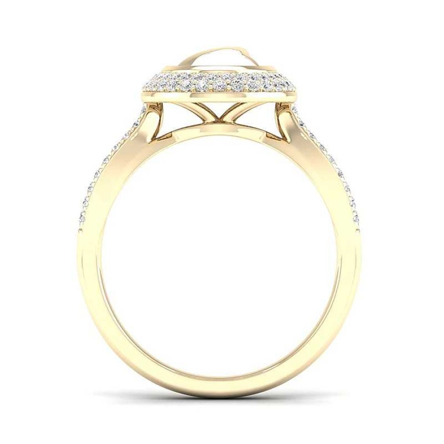 Zales 1/3 Ct. T.W. Diamond Edge Oval White Kintsugi-Style Ring In 10K Gold With Ceramic Rings